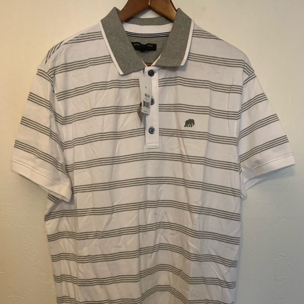 Men’s Banana Republic XL White & Grey Polo Shirts